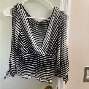 Chic Black and White Striped Women's Top